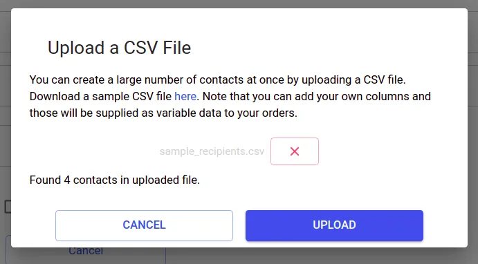 CSV column mapping screen for bulk cheque creation showing Amount, Memo, and Cheque Number field mappings