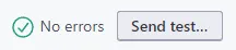 Customer.io workflow test panel with the Send test button visible