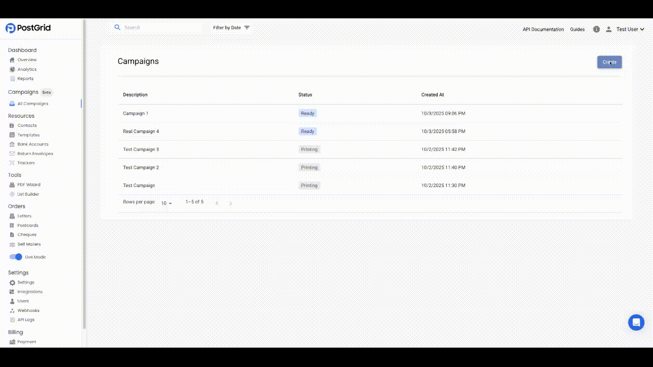 List Builder showing location selection on map and filter options