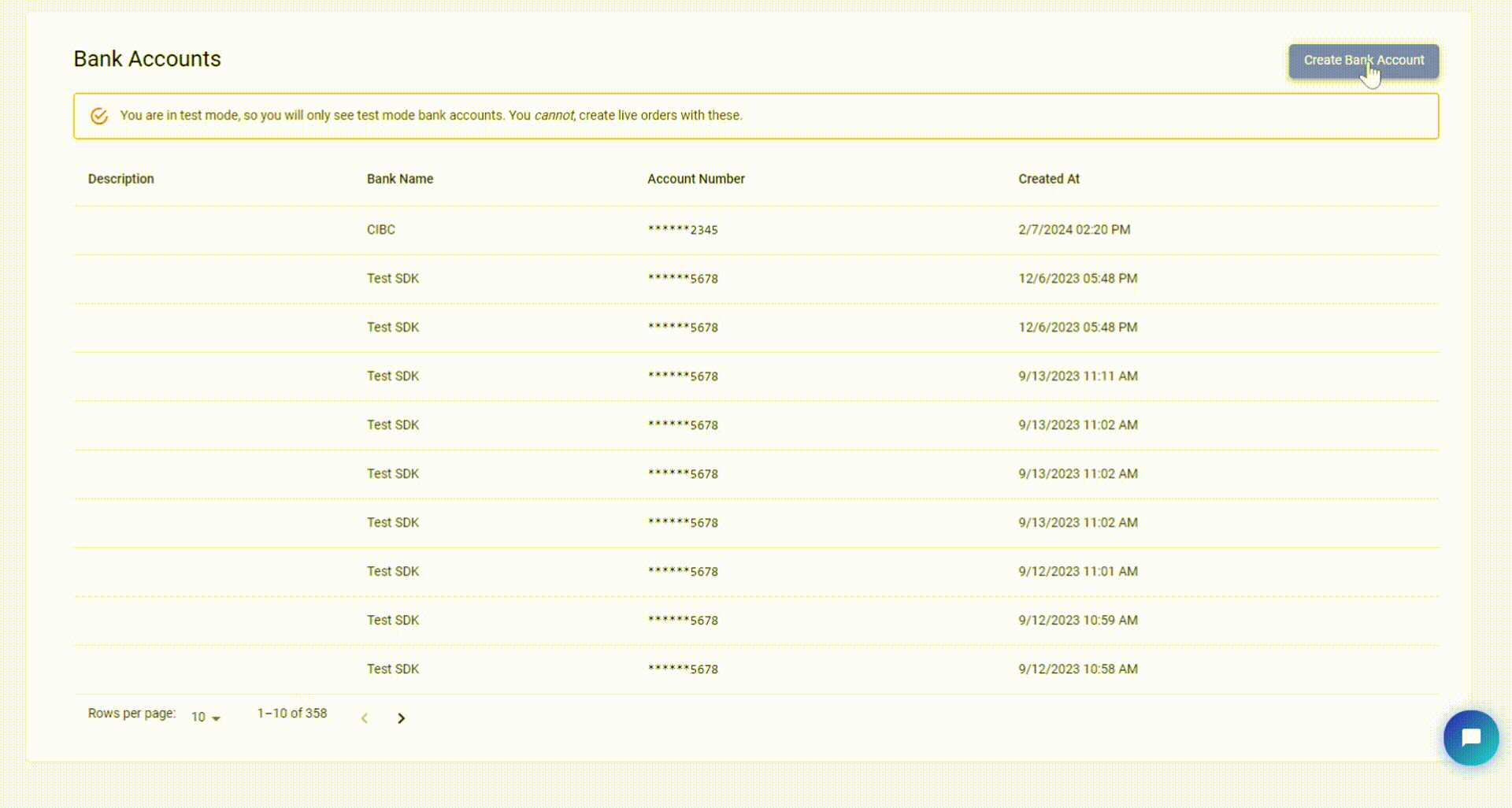Bank account creation form showing account details and signature input fields